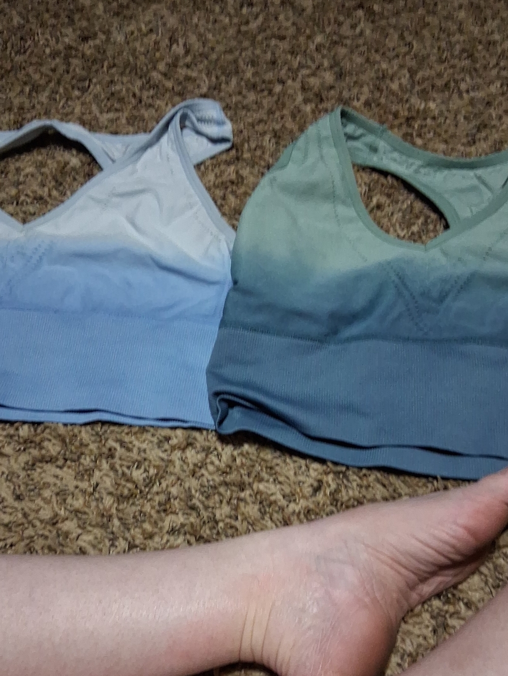 Victoria's Secret Ombre Racerback Sports Bras in Light Blue & Seafoam